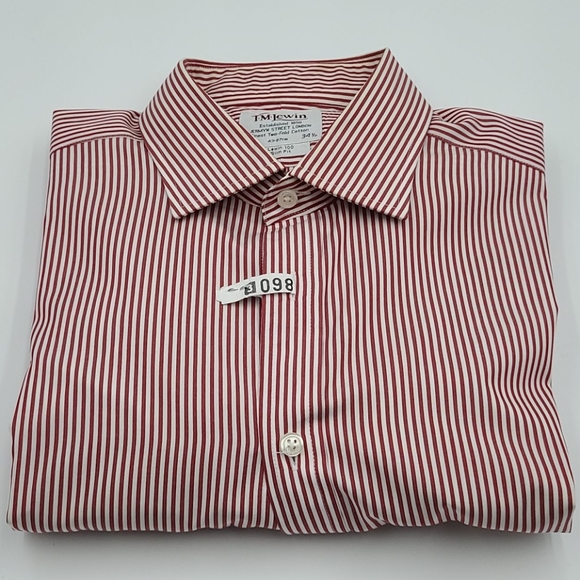 Men's T.M Lewin Striped Red Dress Shirt (17/34.5) - Picture 11 of 12